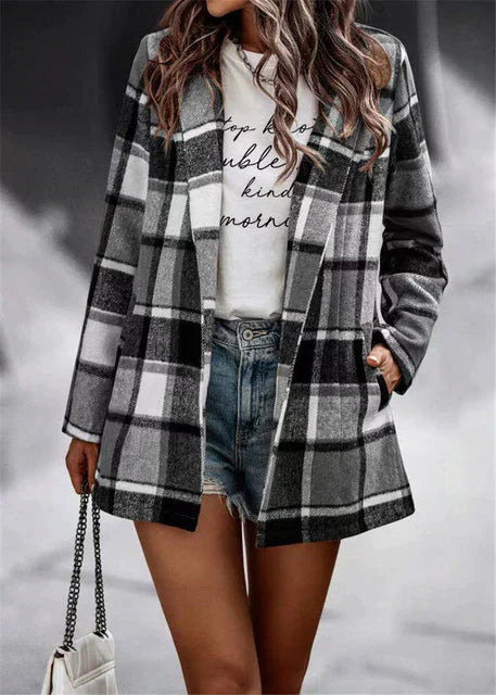 Plaid Patterned Classic Wool Coat