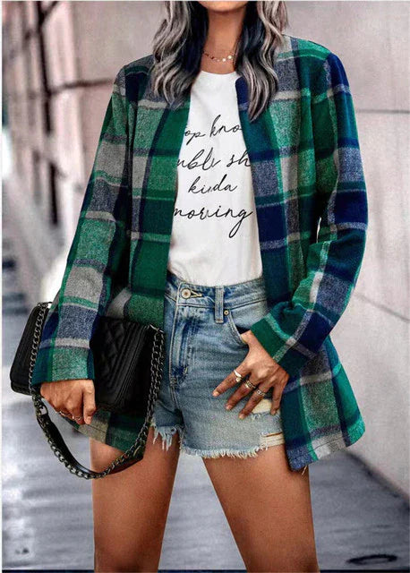 Plaid Patterned Classic Wool Coat