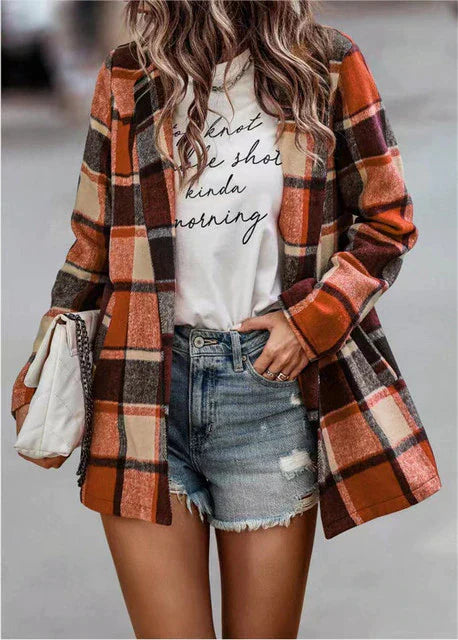 Plaid Patterned Classic Wool Coat