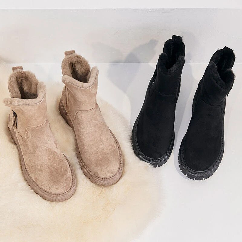 Women's suede cotton chunky heel shoes