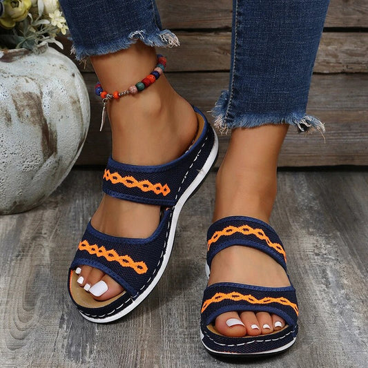 Cushioned Woven Strap Slip-On Sandals