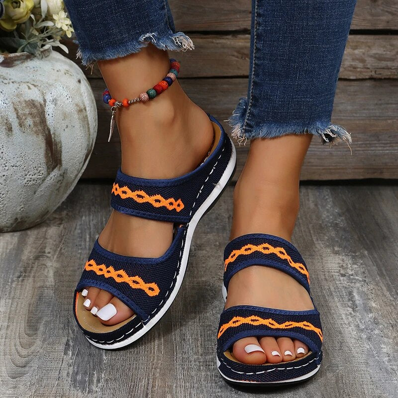 Cushioned Woven Strap Slip-On Sandals