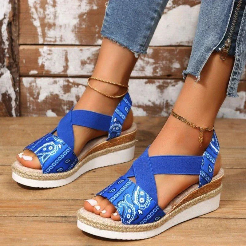 Criss-Cross Espadrille Wedge Sandals