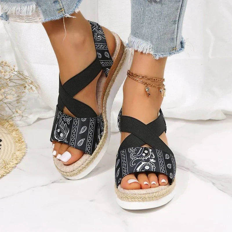 Criss-Cross Espadrille Wedge Sandals