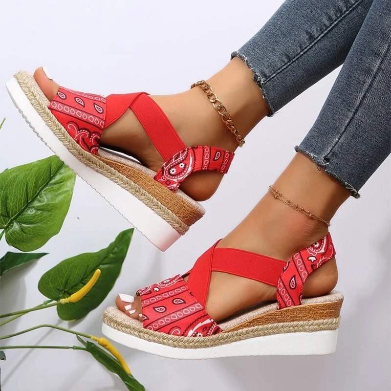 Criss-Cross Espadrille Wedge Sandals