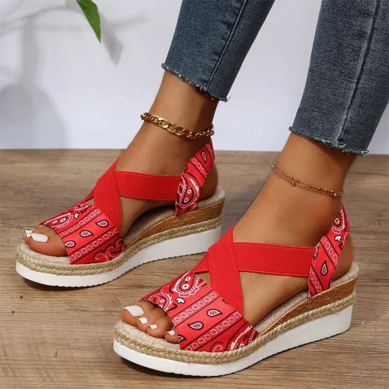 Criss-Cross Espadrille Wedge Sandals