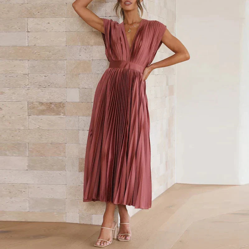 Women's Elegant Pleated Dress for Spring and Summer