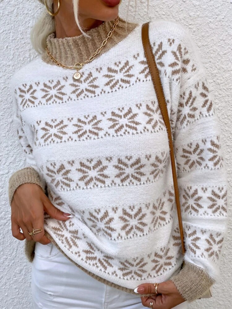 Snowflake Pattern Elegant Sweater