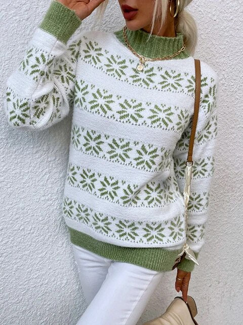 Snowflake Pattern Elegant Sweater