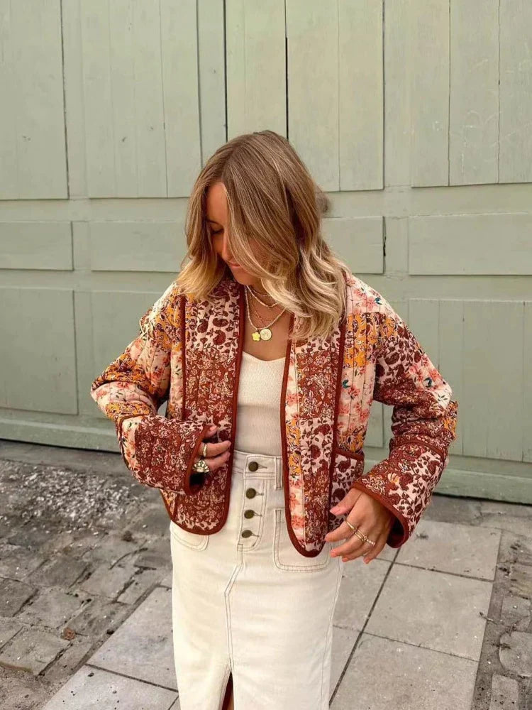 Women's loose vintage retro print jacket