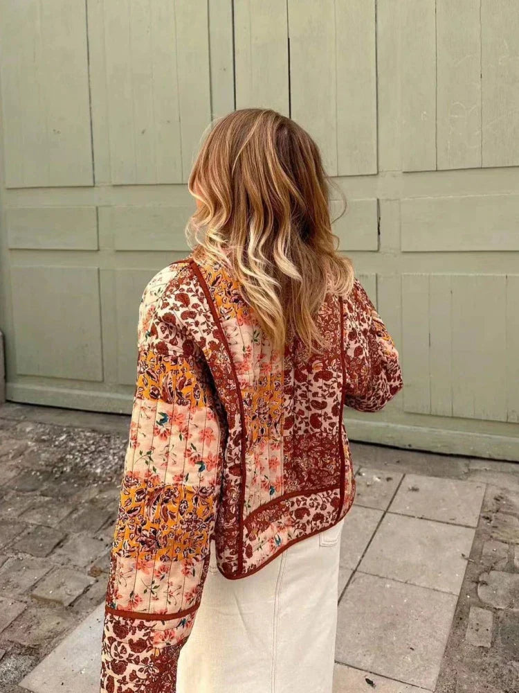 Women's loose vintage retro print jacket