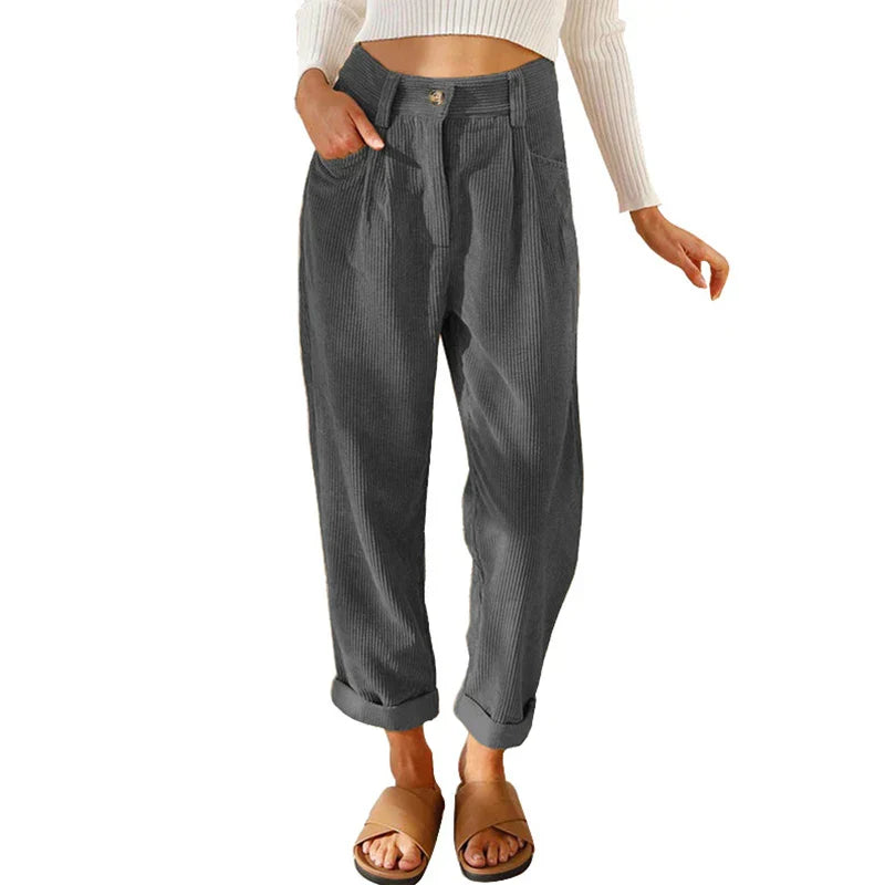 Women's casual street style loose corduroy pants