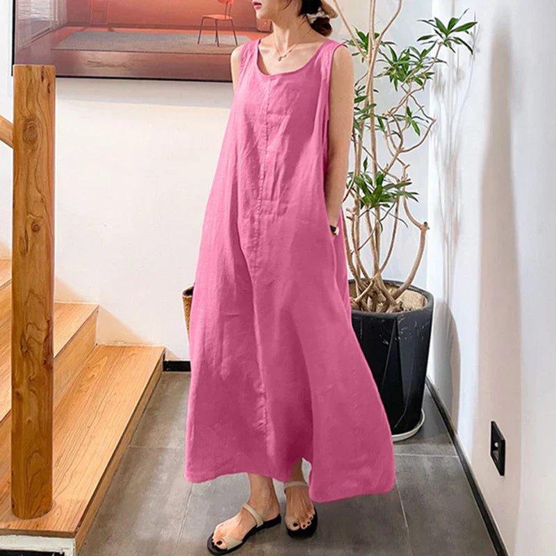 Women's Maxi Dress - Sleeveless Loose Fit - Lightweight Casual Wear
