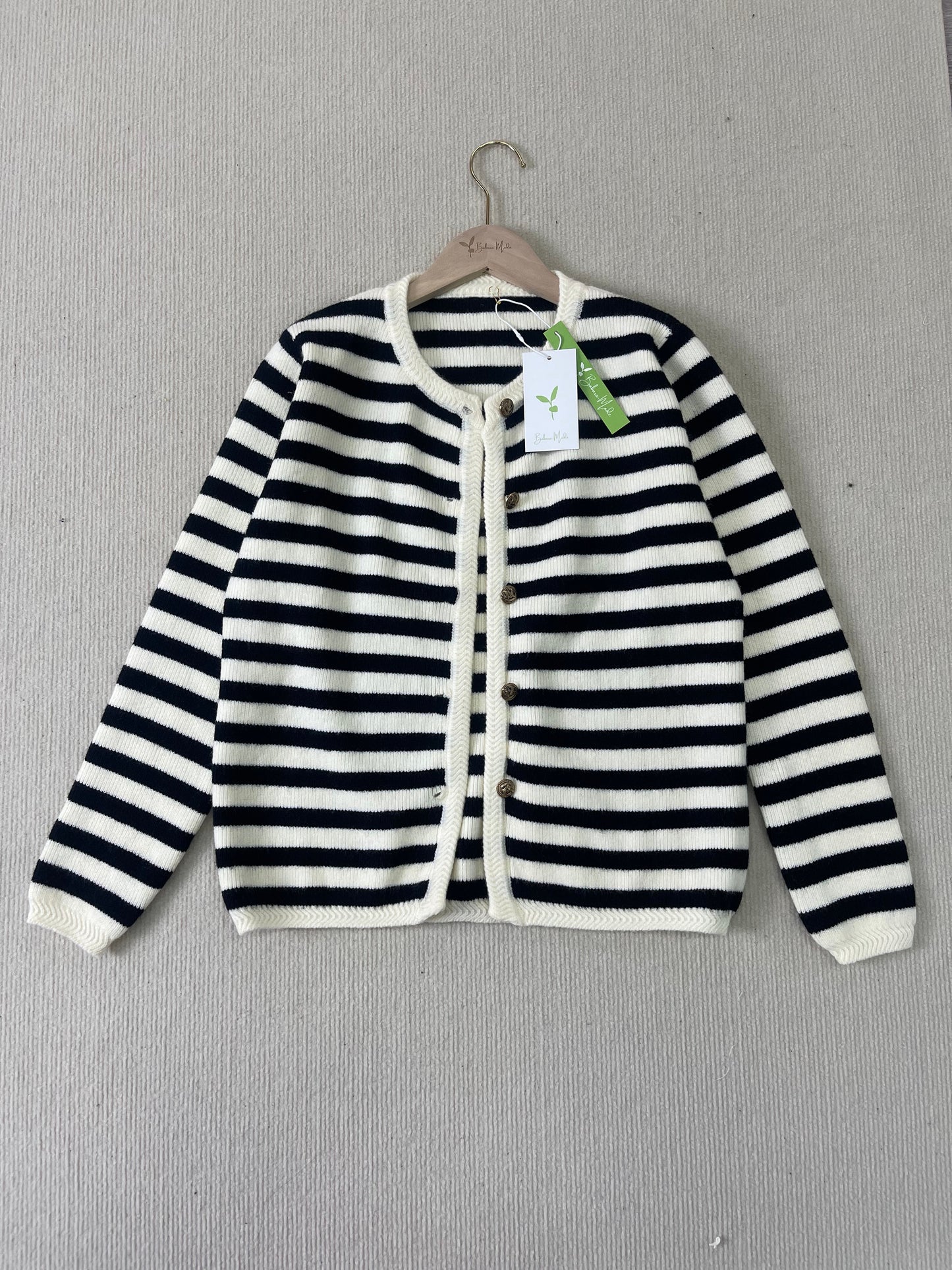Striped two-piece long-sleeved pullover sweater for women