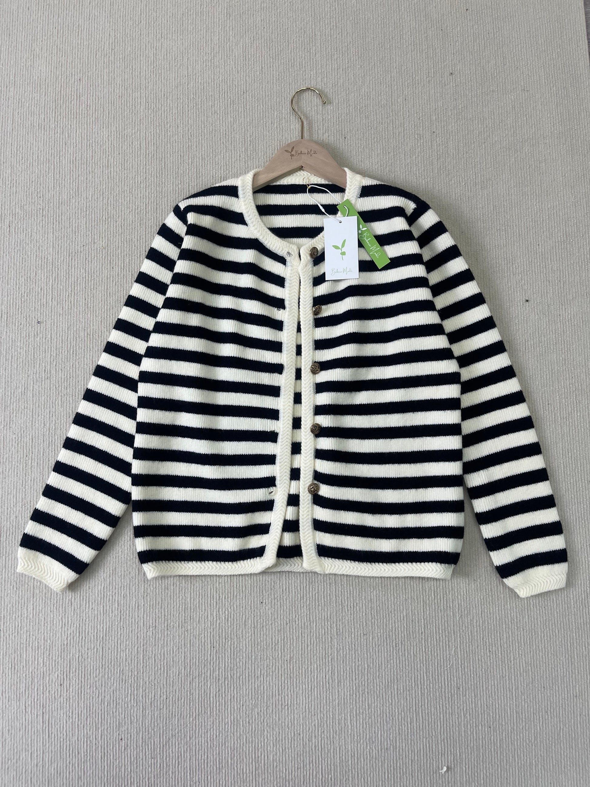 Striped Long-Sleeved Two-Piece Pullover Sweater