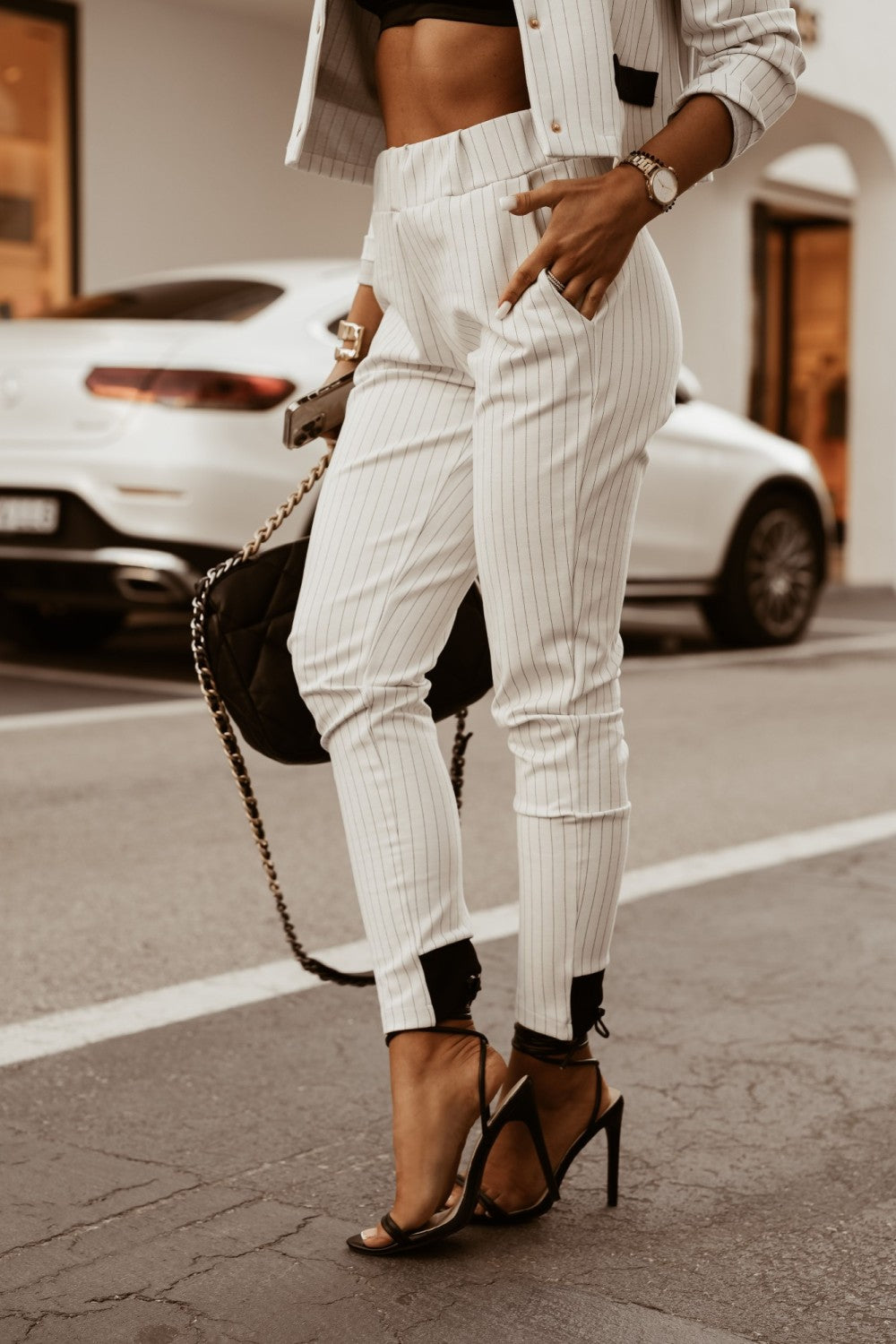 Women's luxurious comfortable striped pants