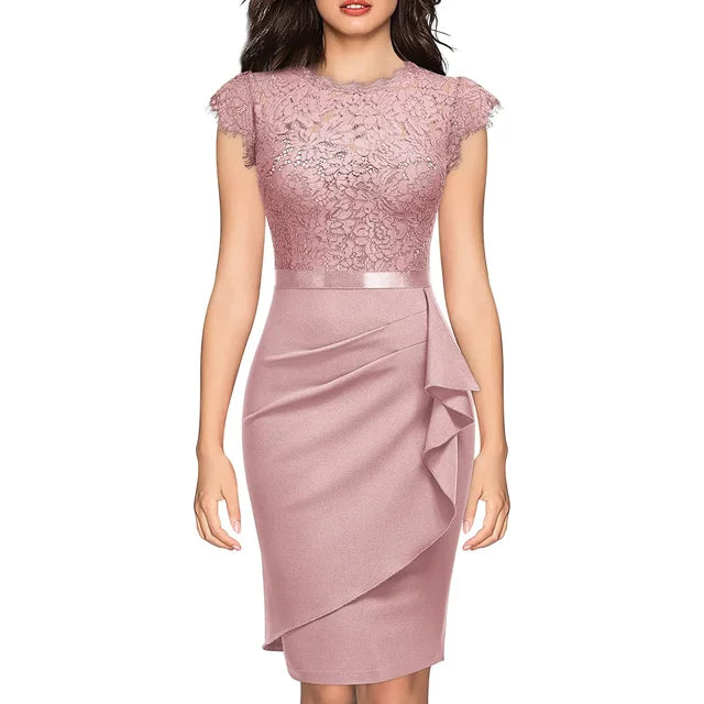 Women's Elegant Lace Bodycon Dress - Formal Partywear, Office, Evening Fashion
