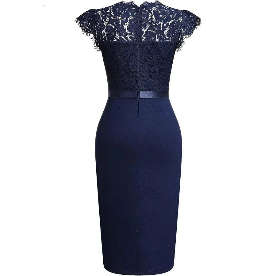 Women's Elegant Lace Bodycon Dress - Formal Partywear, Office, Evening Fashion