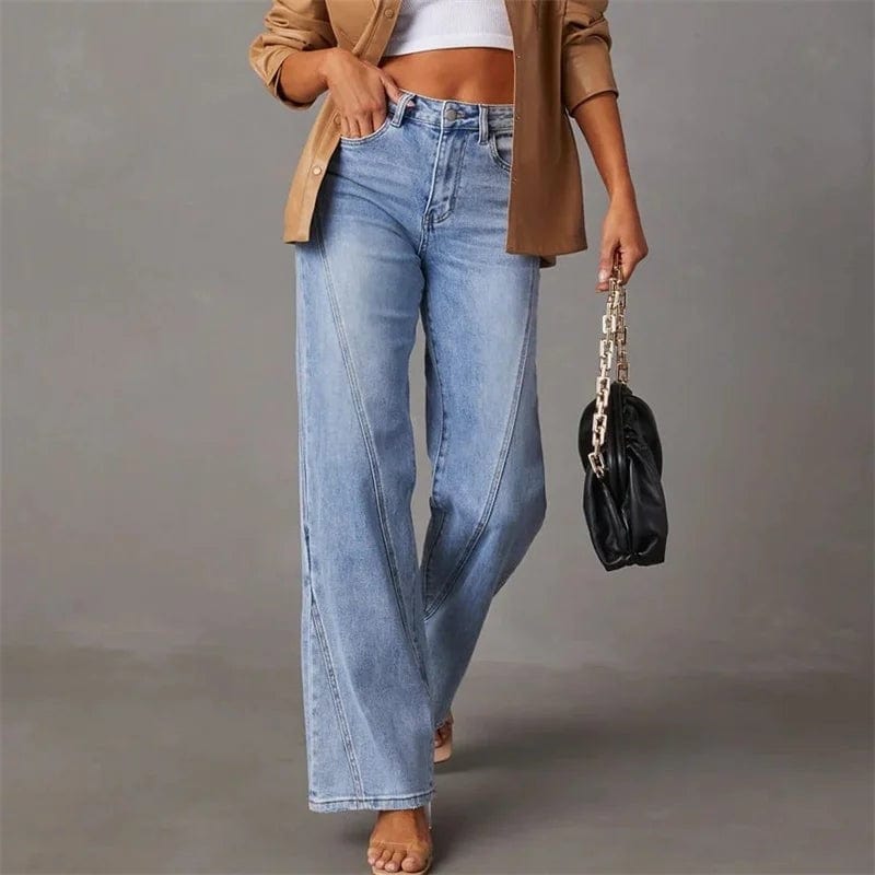 Women's washed flared denim pants