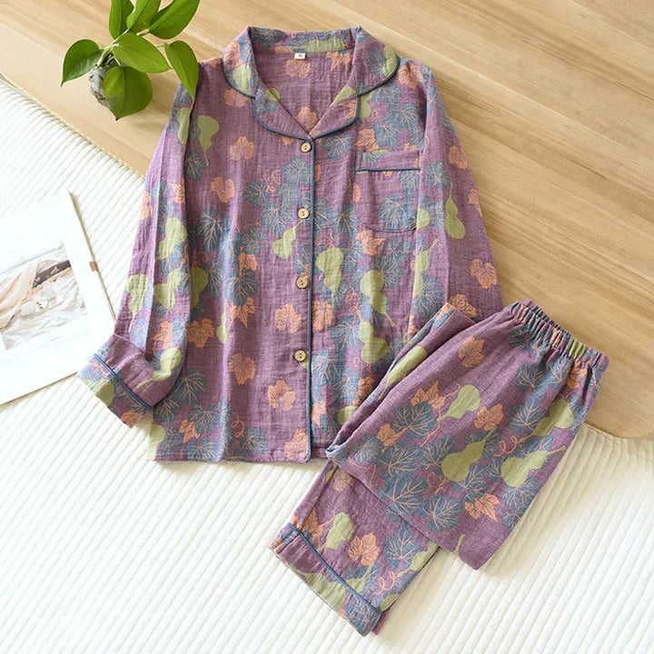 Women's retro woven printed pajamas set