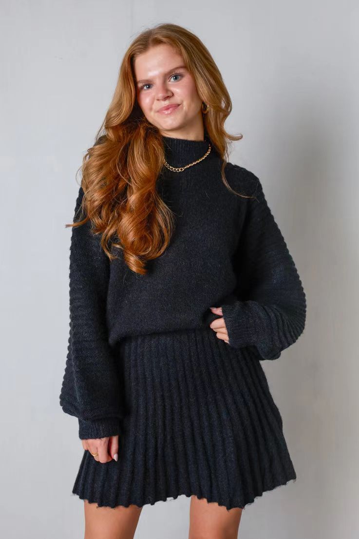 Knitted sweater and skirt co-ord set for women