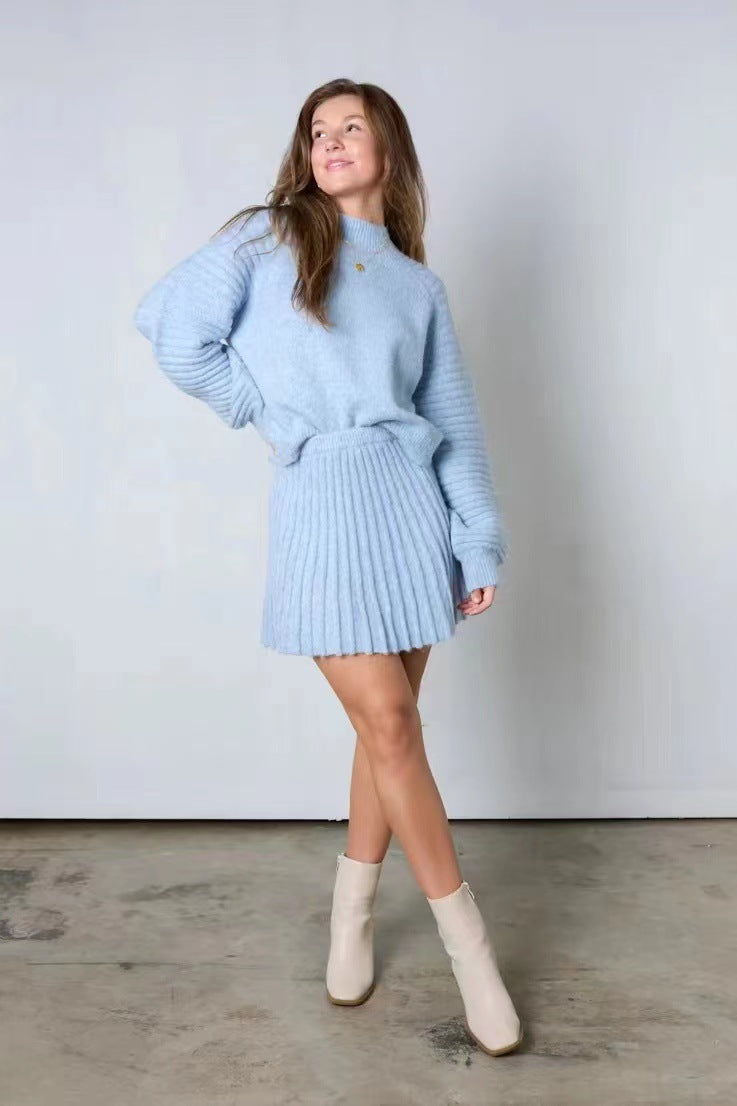 Knitted sweater and skirt co-ord set for women
