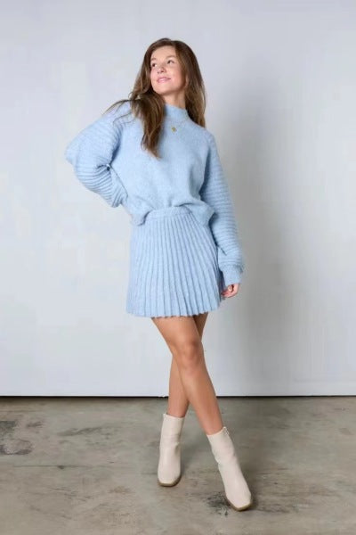 Knitted sweater and skirt co-ord set for women