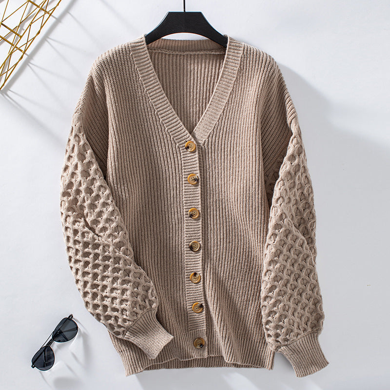 Women's knitted v neck cardigan