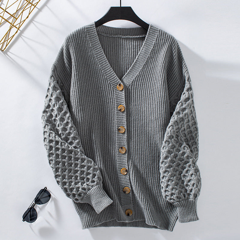Women's knitted v neck cardigan