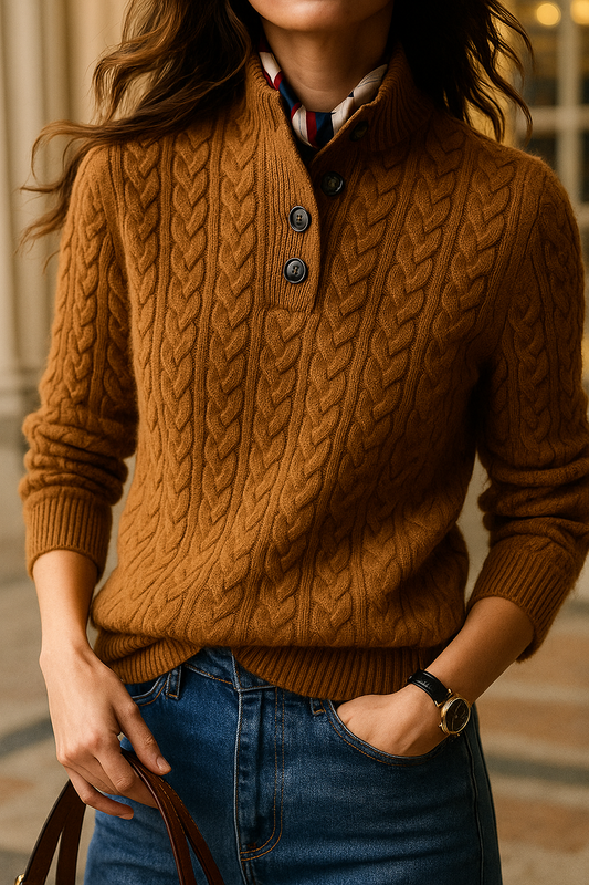 Wool Blend Relaxed Funnel Neck Sweater