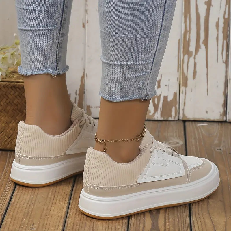 Women's Sneakers - Cushioned Knit Upper - Rubber Sole - Lace-Up Casual Shoes
