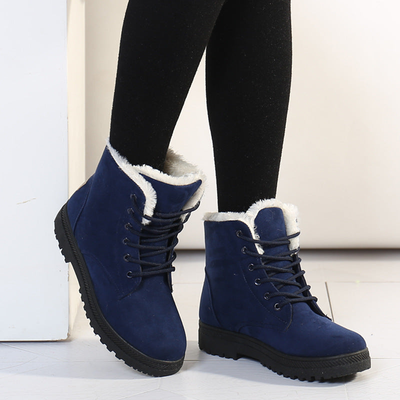 Women’s Ankle Boots - Suede - Lace-Up Front - Faux Fur Trim - Lugged Sole