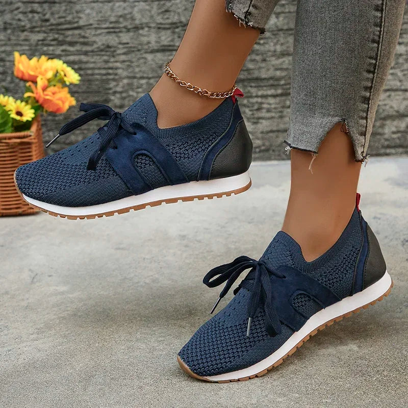 Women’s Sneakers – Soft Knit Upper – Streamlined Fit – Lace-Up Lightweight Comfort