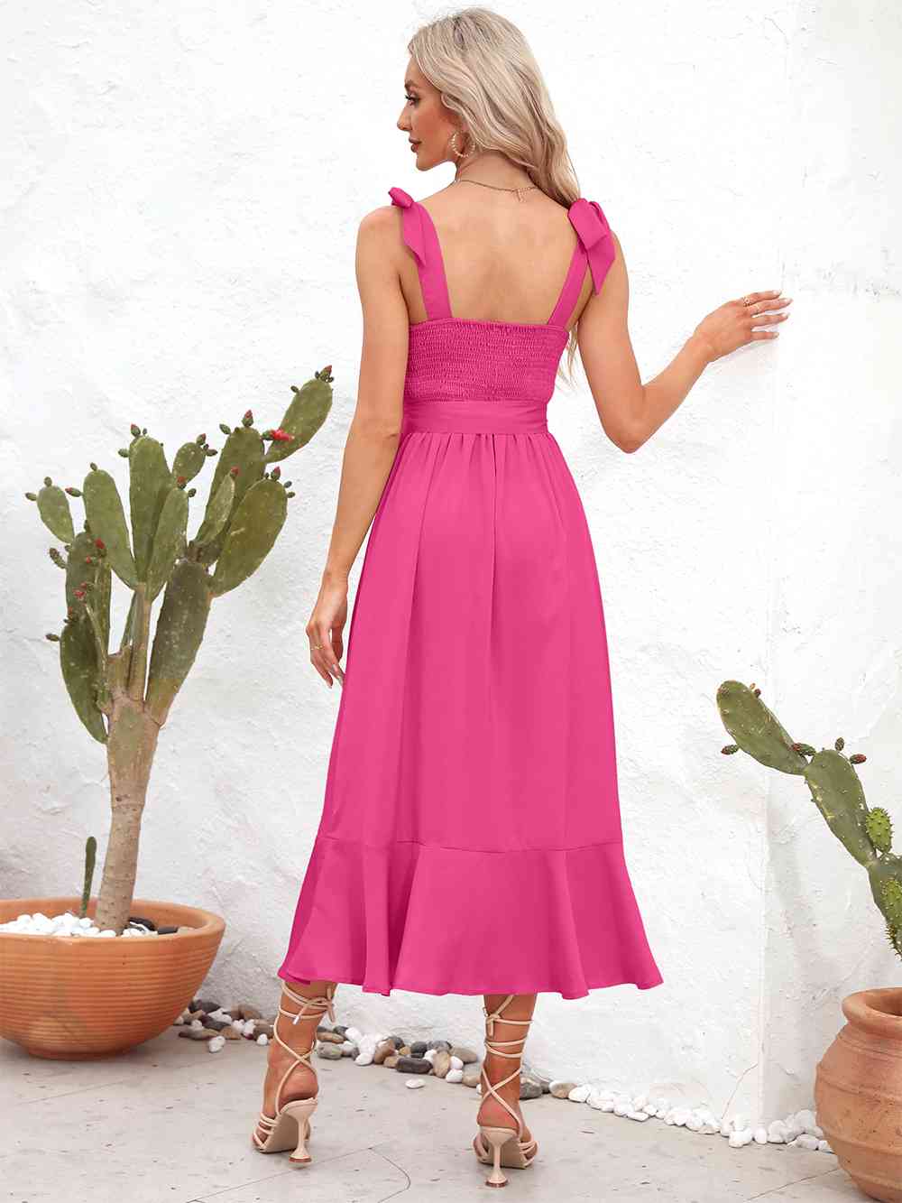 Tie Strap Flowy A-Line Midi Dress