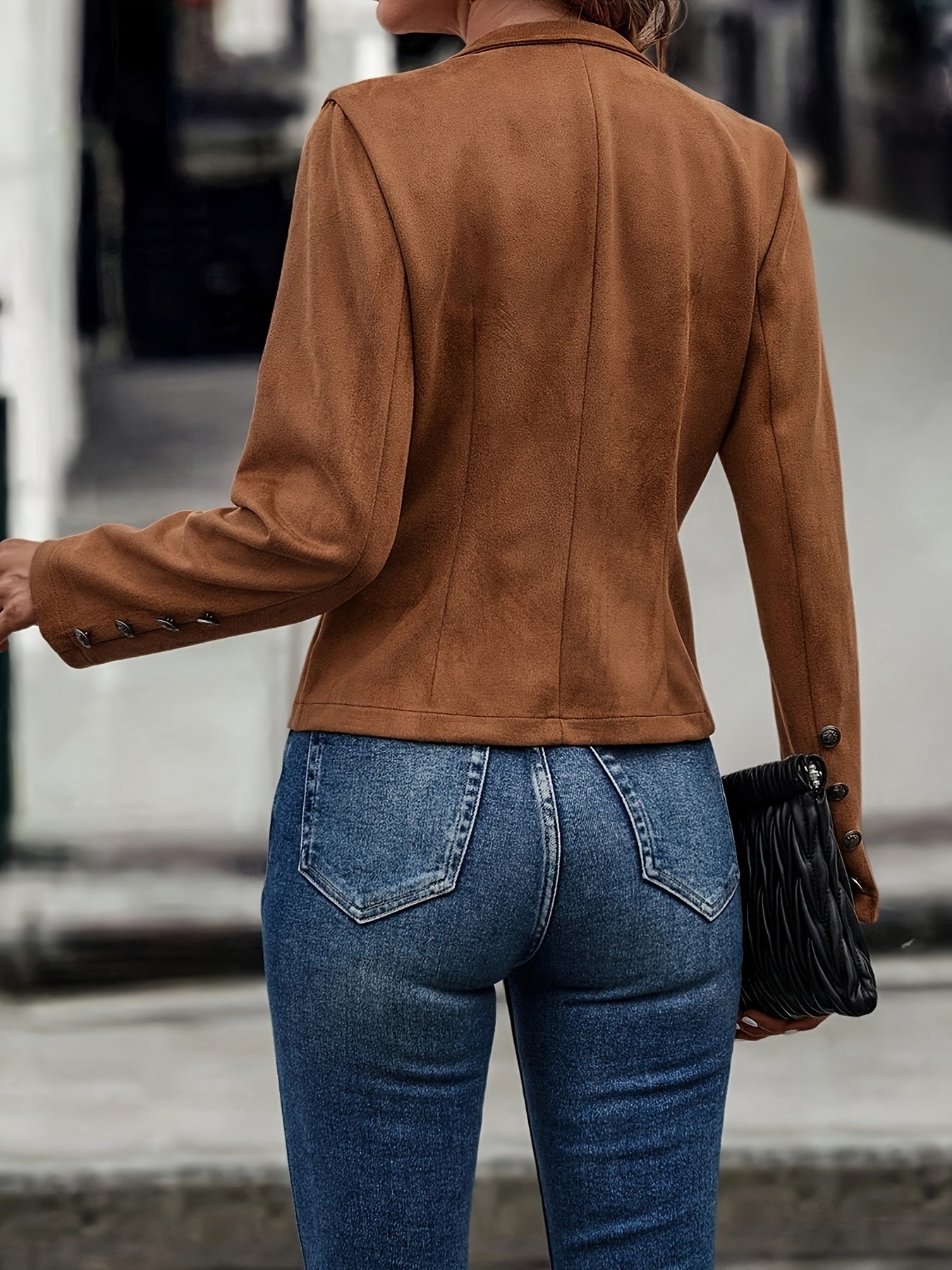 Women's double-breasted velvet retro jacket