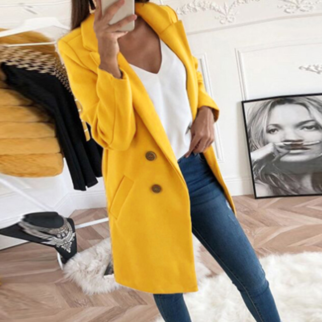 Women's mid-length double-breasted coat