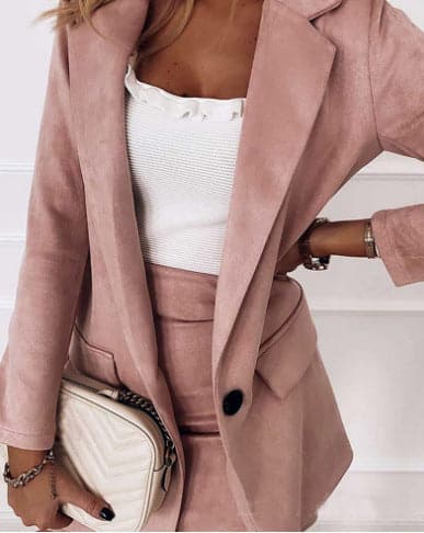 Women’s Blazer Skirt Set – Tailored Fit – A-Line Mini – Luxury Fabric – Notched Lapel