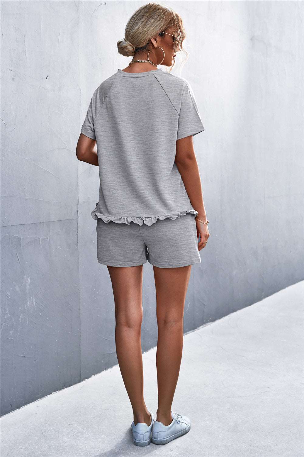 Solana - ruffle hem top and shorts set with pockets