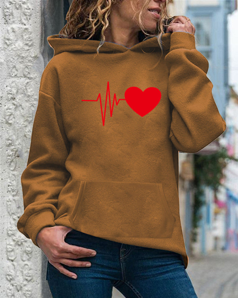 Women’s Hooded Sweatshirt – Cotton Blend – Relaxed Fit – Graphic Front – Kangaroo Pocket