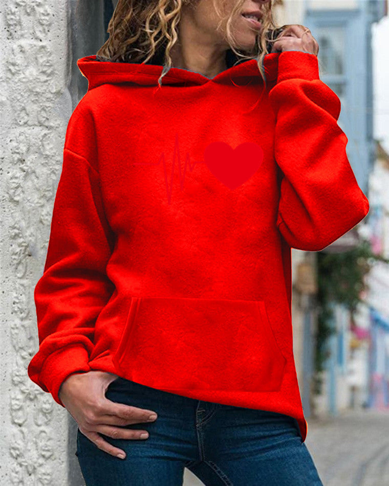 Women’s Hooded Sweatshirt – Cotton Blend – Relaxed Fit – Graphic Front – Kangaroo Pocket