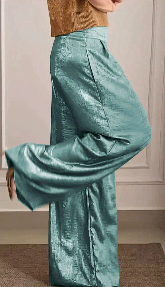 Women's casual high-waisted wide-leg trousers