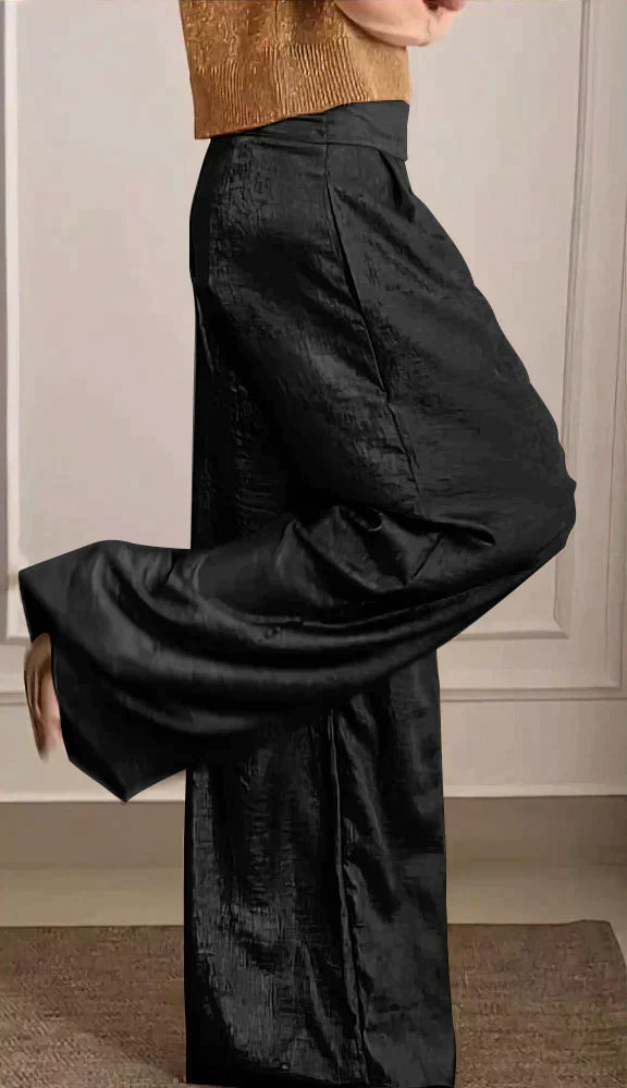 Women's casual high-waisted wide-leg trousers