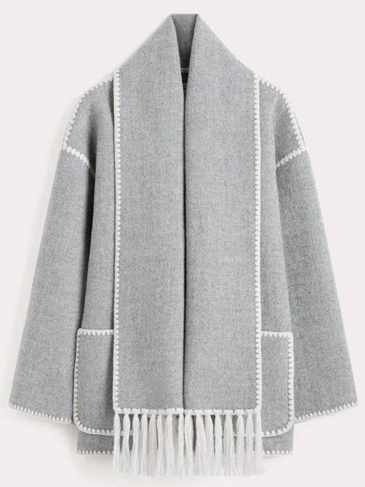 Women's loose woolen scarf tassels jacket