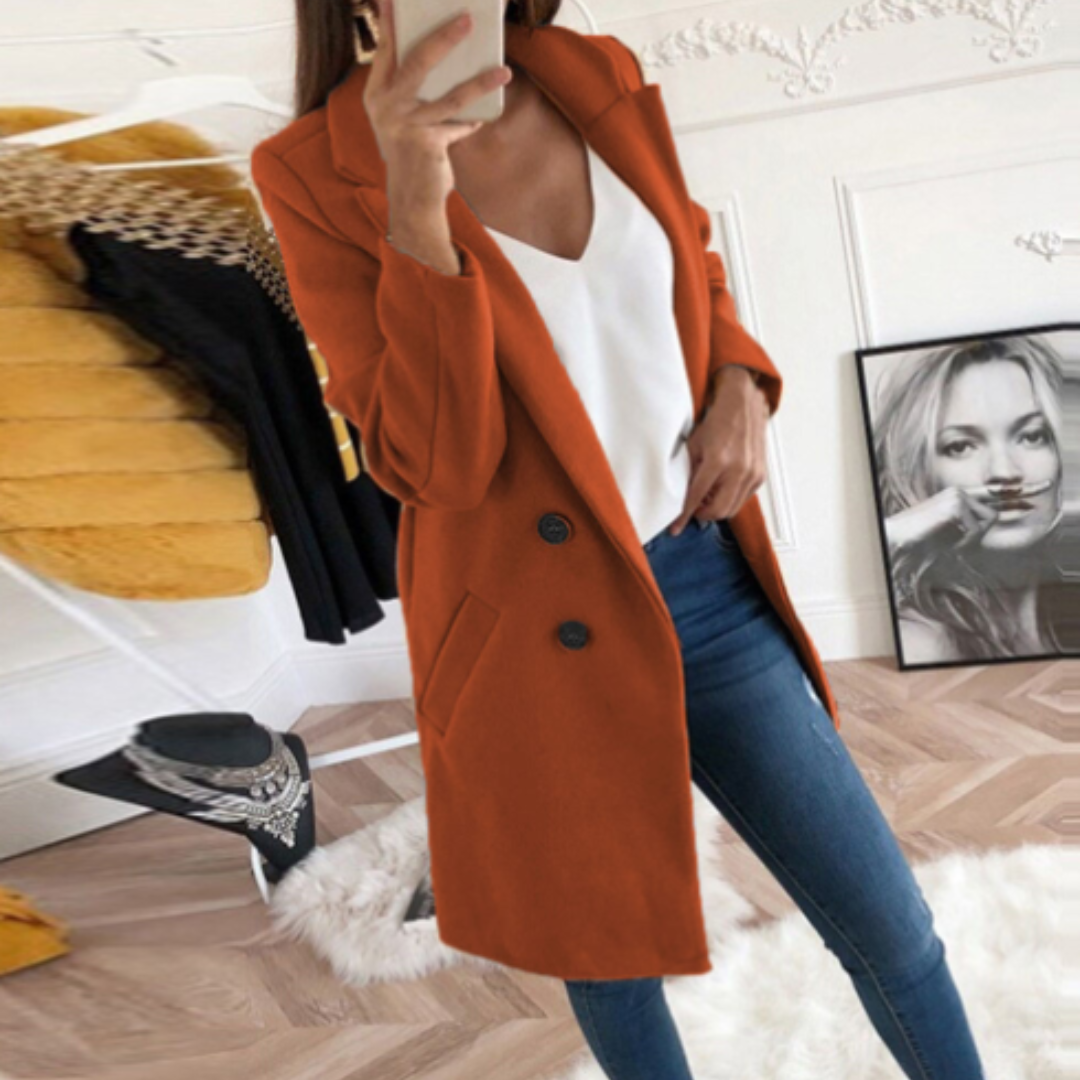 Women's mid-length double-breasted coat