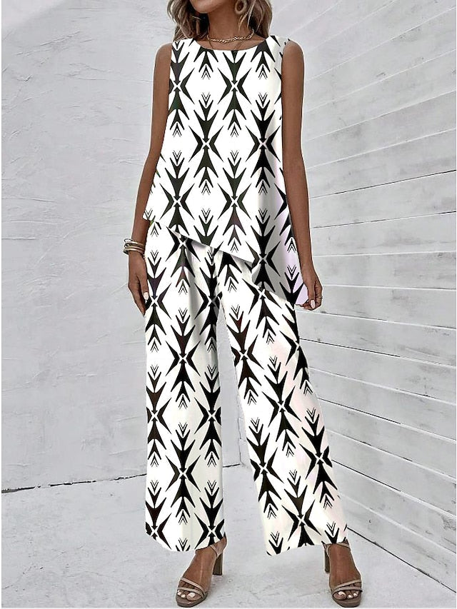 Heloisa - Sleeveless Top and Wide Pants with print