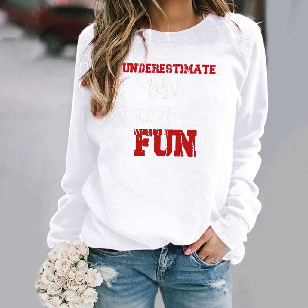 Women’s Sweatshirt – Relaxed Fit – Cotton Blend – Letter Print – Long Sleeve Casual Wear