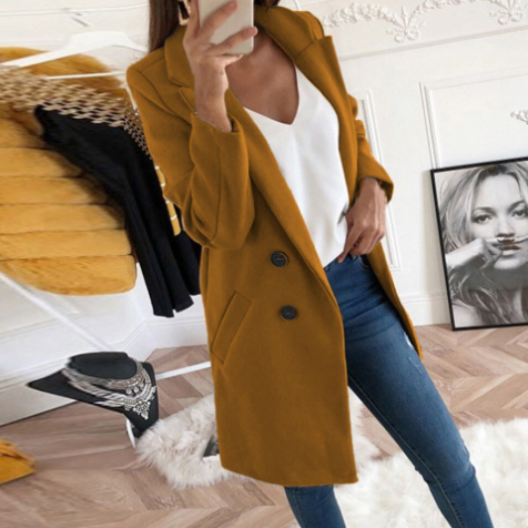 Women's mid-length double-breasted coat
