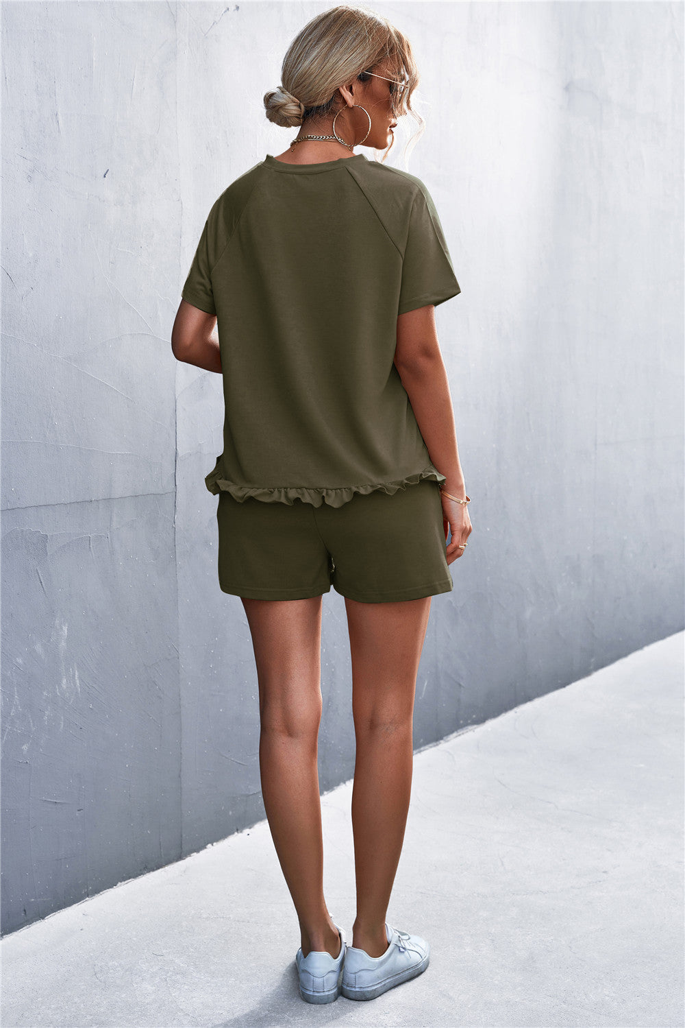 Solana - ruffle hem top and shorts set with pockets