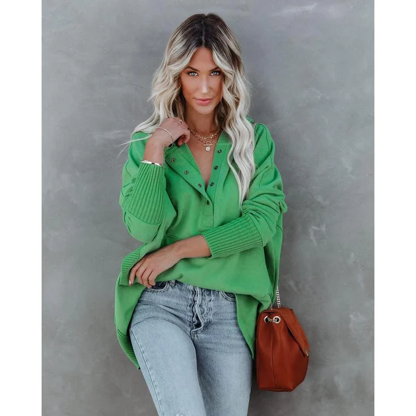 Women's v-neck hooded bat-sleeve sweatshirt