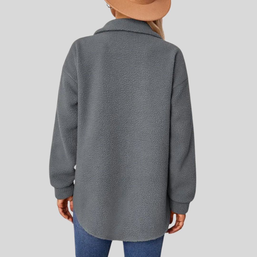 Women's autumn winter fashion lapel plush jacket